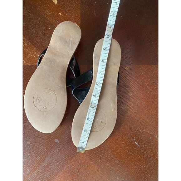 Tory Burch Cameron Black Patent Leather Thong Casual Sandal - 6 1/2 - Picture 9 of 11